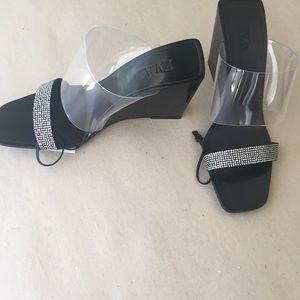 Zara Wedge Heeled Sandals Sz 40